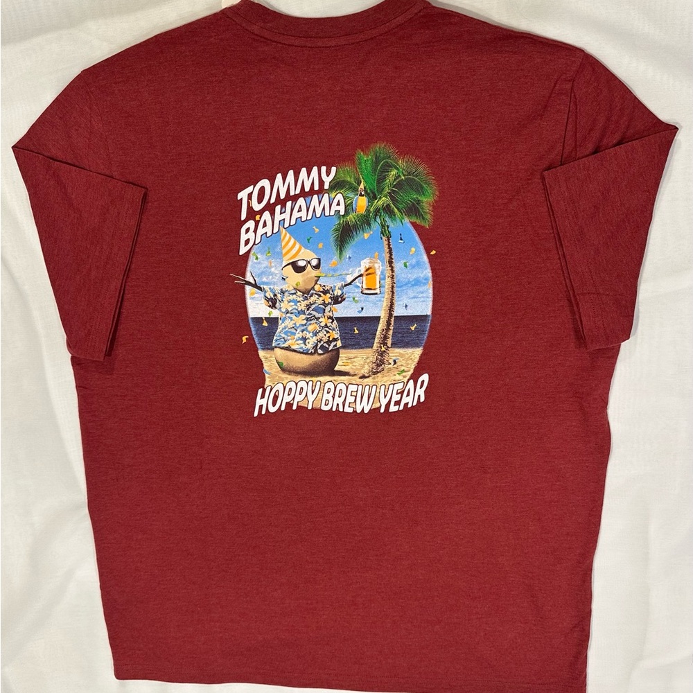 Tommy Bahama Men’s HOPPY BREW YEAR XXL Red Graphic T-Shirt Christmas New Years